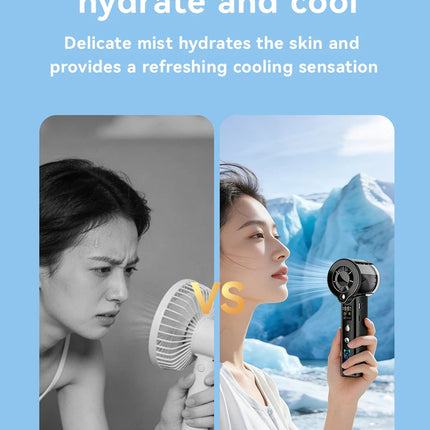 Ventilatore Portatile con Spray d'Acqua e Graffiti Laser, 3000 mAh Ricaricabile, 100 Velocità, per Casa e Esterni