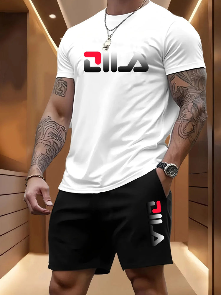 Completo Sportivo Estivo da Uomo per Spiaggia, Casual, per Basket e Attività all'Aperto, Comodo Set Due Pezzi con T-Shirt Larga alla Moda e Pantaloncini platinumshop