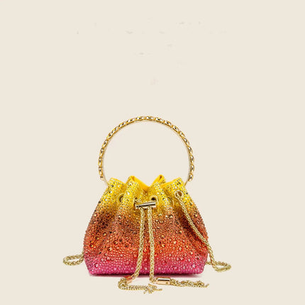 Handle Rhinestones Evening clutch Bag Purses and handbag luxury Designer shoulder bag Shiny Crystal Clutch purse bucket bag PlatiNum