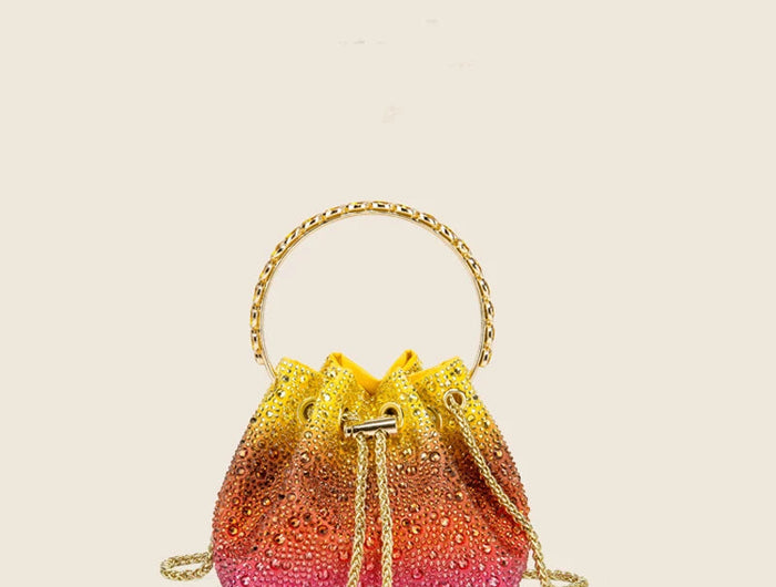 Handle Rhinestones Evening clutch Bag Purses and handbag luxury Designer shoulder bag Shiny Crystal Clutch purse bucket bag PlatiNum