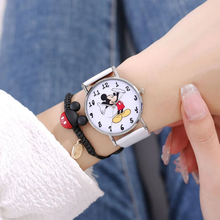 Nuovo set di braccialetti per orologi da donna Disney per bambini Confezione regalo Moda Topolino Orologi da cartone animato per bambini Bracciali da donna con scatola platinumshop