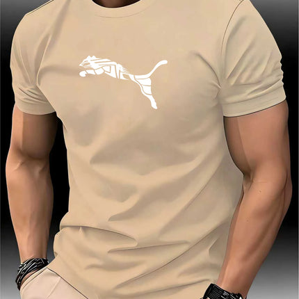 Men's Fashion Leopard Print Fox T-shirt New Summer Luxury Round Neck Casual Trend Y2K High-End High-Quality Fitness Sports T-shirt