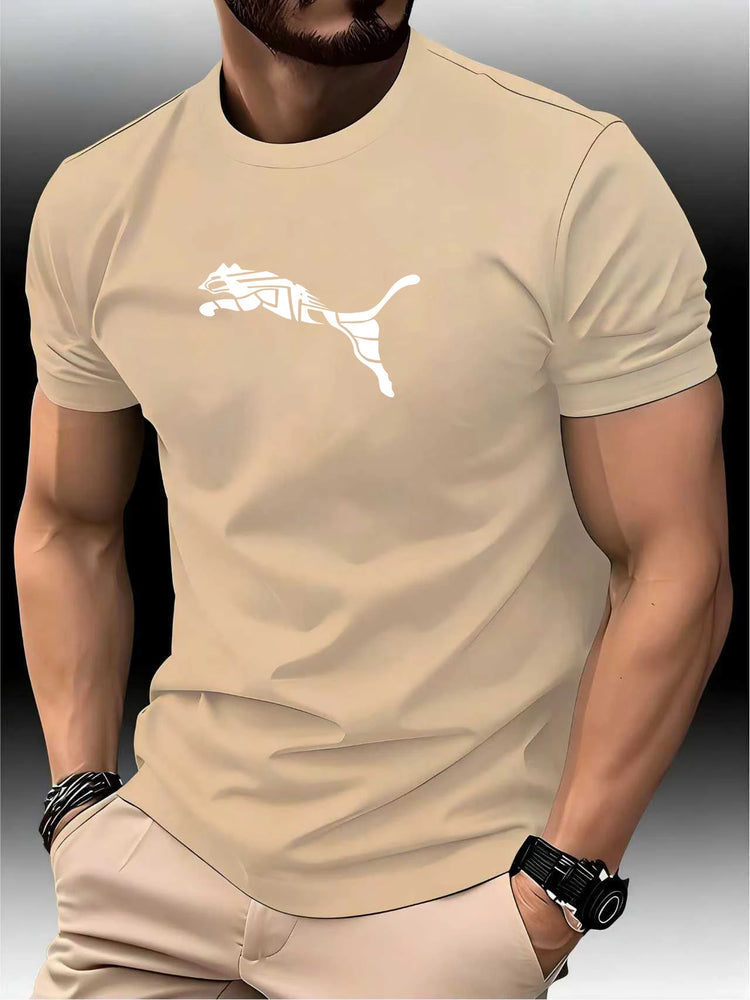 T-shirt con stampa leopardata volpe moda uomo nuova estate di lusso girocollo tendenza casual Y2K T-shirt sportiva fitness di fascia alta di alta qualità