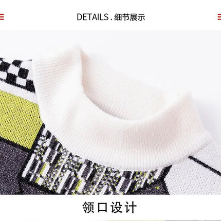 Men's wool pullovers 2025 men winter korean style grid pattern warm Sweaters O-neck men sweaters autumn men size M-3XL