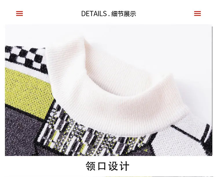 Men's wool pullovers 2025 men winter korean style grid pattern warm Sweaters O-neck men sweaters autumn men size M-3XL