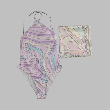 Costumi da bagno di lusso da donna con sciarpa nera e logo firmato, set bikini con fascia per capelli firmata da designer, abbigliamento da spiaggia platinumshop