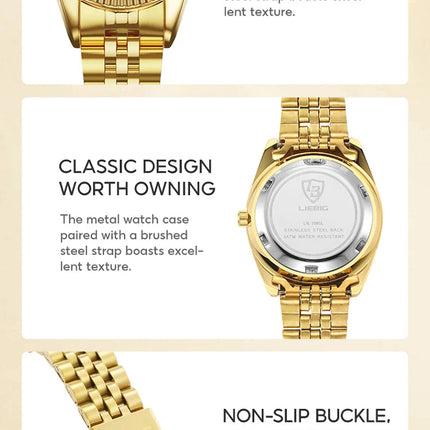 LIEBIG orologi da polso al quarzo eleganti di lusso delle migliori marche orologi automatici di moda per le donne orologio con cinturino in acciaio inossidabile Reloj Mujer platinumshop
