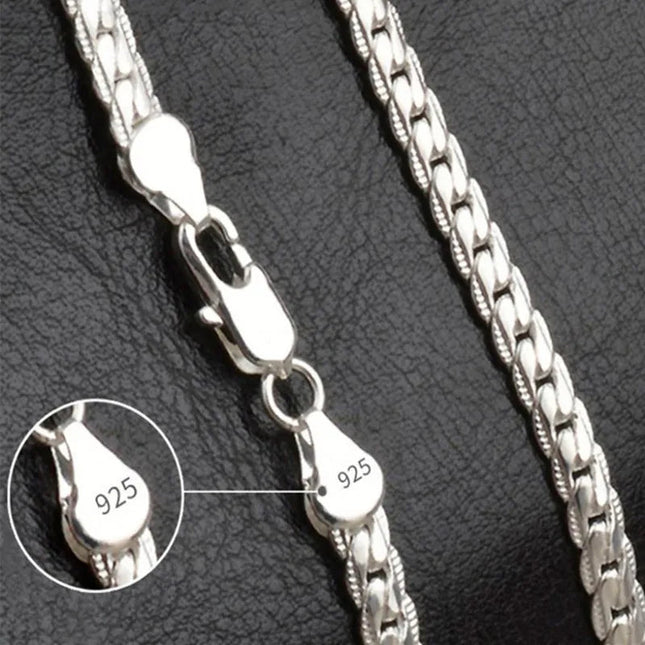 Collana in argento sterling 925 con catena laterale da 5 mm da 16/18/20/22/24 pollici per donna uomo gioielli di fidanzamento di nozze di moda PlatiNum