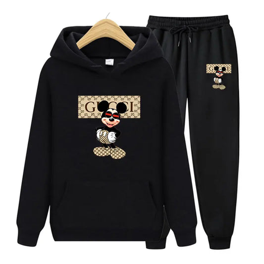 Autumn fashion brand outdoor Disney cartoon printed cotton men's sportswear hooded casual hip-hop men's clothing women's clothin