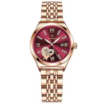 POEDAGAR Orologi di lusso da donna Orologio da donna impermeabile con data luminosa in acciaio inossidabile Orologio da polso da donna al quarzo alla moda elegante platinumshop