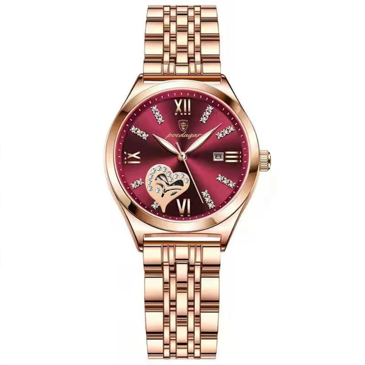 POEDAGAR Orologi di lusso da donna Orologio da donna impermeabile con data luminosa in acciaio inossidabile Orologio da polso da donna al quarzo alla moda elegante platinumshop