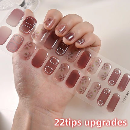UV Semi-Cured Gel Nail Wraps Stickers Strips French Long Lasting Full Cover LED Gel Semi Cured Nail Sliders For Nail Extension &