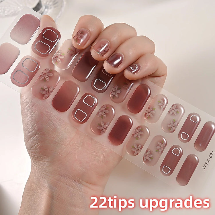 UV Semi-Cured Gel Nail Wraps Stickers Strips French Long Lasting Full Cover LED Gel Semi Cured Nail Sliders For Nail Extension &