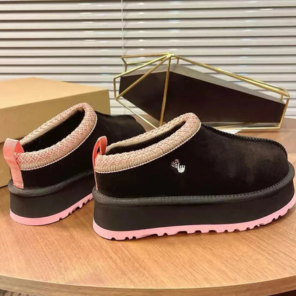 Tasman Winter Warm Wool Women's Tazz Classic Ultra Mini Platform Slippers Thick Sole Genuine Leather And Fur Snow Boots