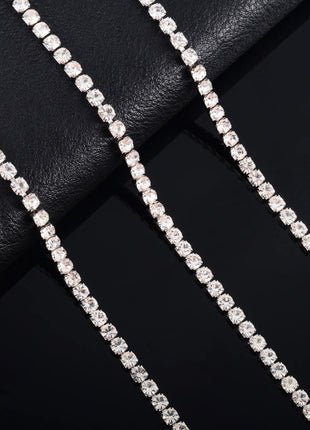 Sparkly Cubic Zirconia Tennis Necklace for Women Rhinestone Choker Minimalist Crystal Chain Stainless Steel Jewelry Accessories PlatiNum