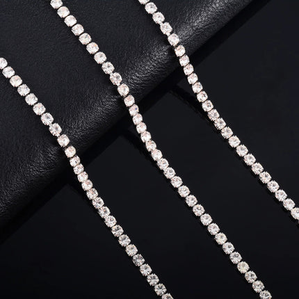 Sparkly Cubic Zirconia Tennis Necklace for Women Rhinestone Choker Minimalist Crystal Chain Stainless Steel Jewelry Accessories PlatiNum