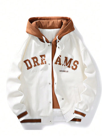 Men's Autumn New Brand All-match Student Letter Hooded Jacket Trendy Women High Quality Varsity Baseball Uniform Jacket