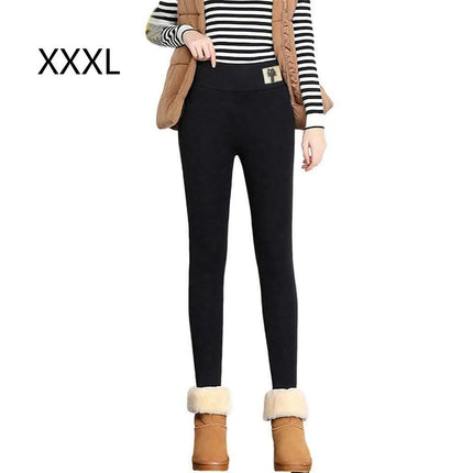 Women Leggings Fashion Wool Fleece Trousers High Waist Women Leggings Winter Thicken Leggings Cashmere Lambskin Warm Pants PlatiNum