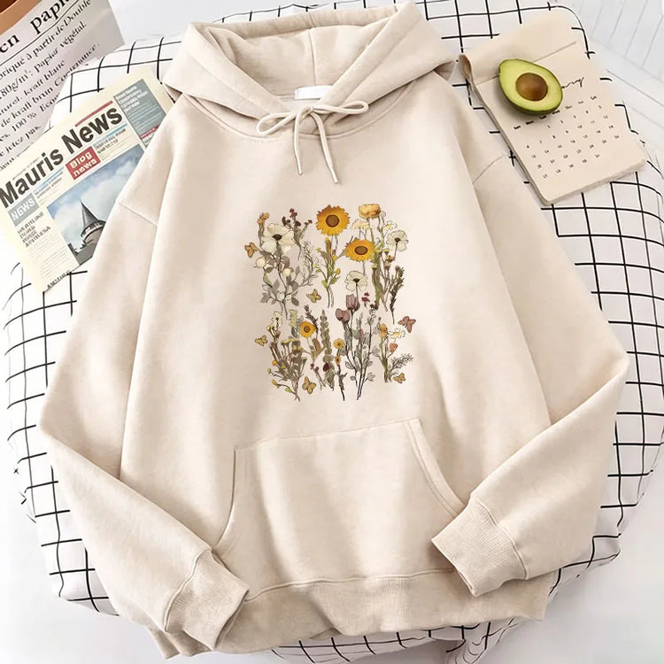 Hoodie Sweatshirt Vintage Floral Print Hoodies Spring Autumn Winter Casual Hoodies Sweatshirts Men Women Retro Clothes