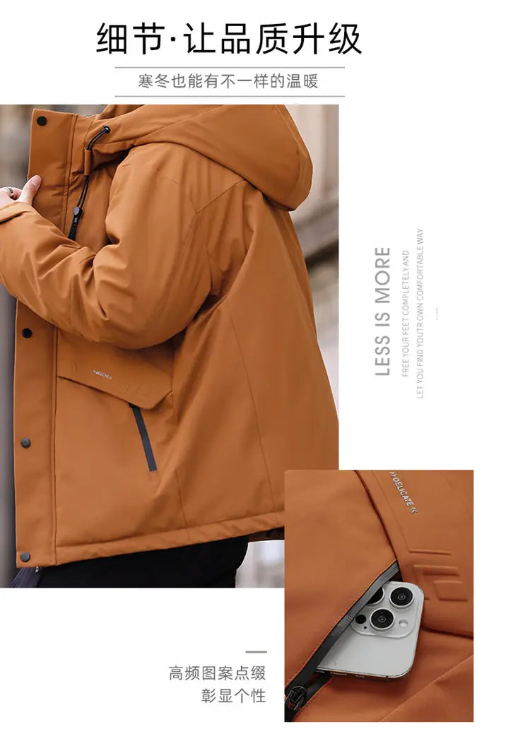 Oversized Men's 90% White Duck Down Jackets Winter Outdoor Windproof Warm Hooded Puffer Coat Loose Thicken Padded Parka Clothing