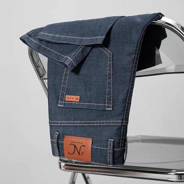 Pantalones cortos de mezclilla Lyocell finos de verano para hombre, azul gris, estilo clásico, elasticidad, pantalones cortos de mezclilla casuales de trabajo ligeros y rectos para hombre