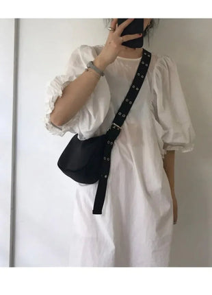 Women Armpit Bag New Nylon Bucket Fashion Solid Zipper SOFT Shoulder Bag Purses and Handbags Luxury Designer Black Tote Bag PlatiNum