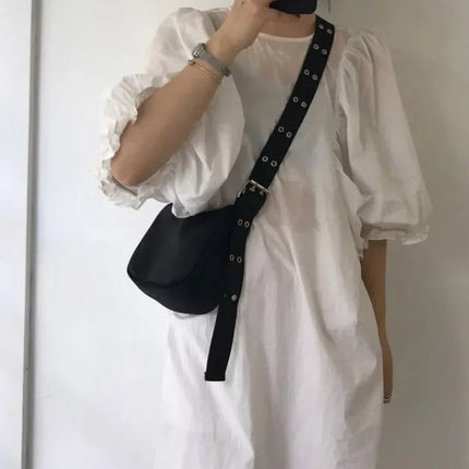 Women Armpit Bag New Nylon Bucket Fashion Solid Zipper SOFT Shoulder Bag Purses and Handbags Luxury Designer Black Tote Bag PlatiNum
