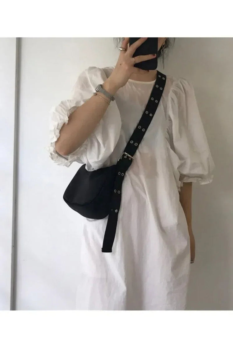 Women Armpit Bag New Nylon Bucket Fashion Solid Zipper SOFT Shoulder Bag Purses and Handbags Luxury Designer Black Tote Bag PlatiNum