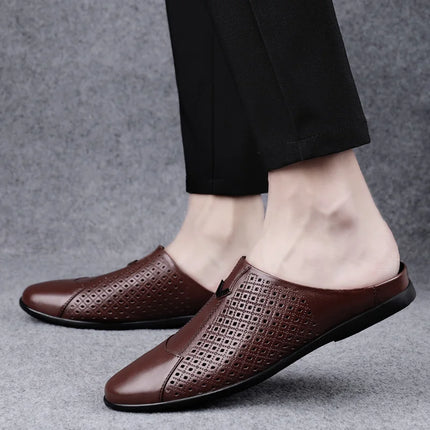 2024 Adulto Estate Mezza Trascinare Piselli In Pelle Mens Scarpe Da Guida Penny Mocassini da Uomo Mocassini Uomo Muli Tenis Masculino Bianco