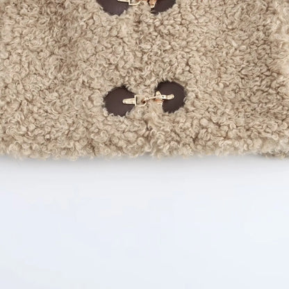 Women's Jacket Flip Collar Long Sleeve Versatile Rope Buckle Solid Color Winter New Style Coat