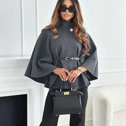 Women's A-Line Cape Woolen Coat Autumn Winter New 2026 Fashionable Outerwear for Ladies