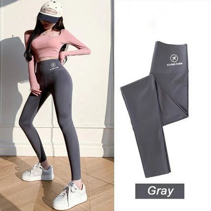 M-XL Shark pants women wear spring  autumn winter thin high-waisted belly lift hip yoga tights small feet black leggings PlatiNum