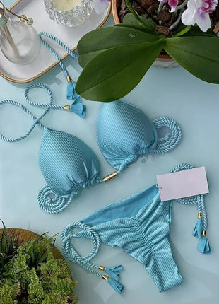 RUOTONSEPT Sexy Braiding rope Bandage Bikini Set Women's Swimsuit Two-piece Triangle Swimwear Bathing Suit Brazilian Biquinis platinumshop