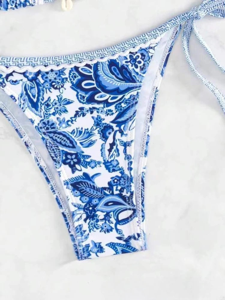 Bikini a triangolo con laccetti, costume da bagno due pezzi da donna, abbigliamento da spiaggia estivo platinumshop