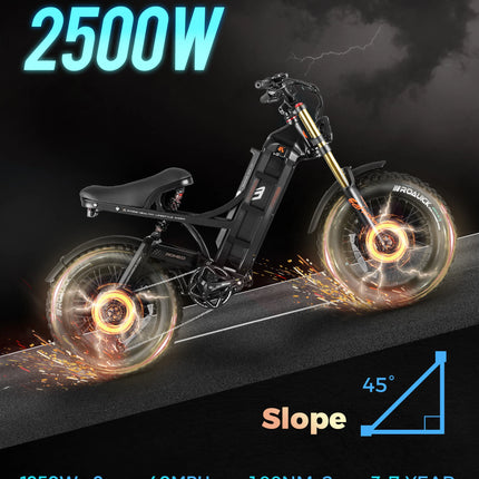 【Latest 2026 Model】eAhora-Romeo ll Electric Bicycle 2500W Dual Motor 52V60AH Lithium Battery Off-Road Electric Bike Dual Hydraulic Brakes e-bike