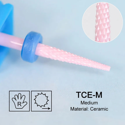 Pink Ceramic Carbide Nail Drill Bits Milling Cutter For Gel Polish Remover Electric Nail Machine Polishing Peeling File Home Salon Manicure Pedicure Accessories