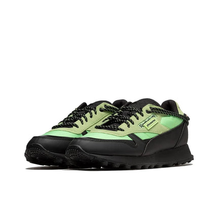 Reebok Classic Leather Running Shoes Unisex Low Top Black/Green H06244