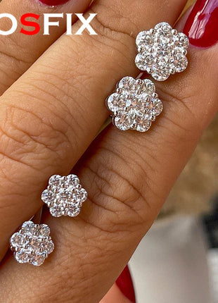 Moissanite Stud Earrings for Women Luxury Women Full Moissanite Stud Earrings Flower D Color Women's Moissanite Set Jewerly PlatiNum