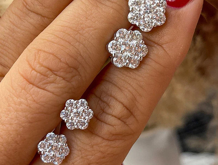 Moissanite Stud Earrings for Women Luxury Women Full Moissanite Stud Earrings Flower D Color Women's Moissanite Set Jewerly PlatiNum