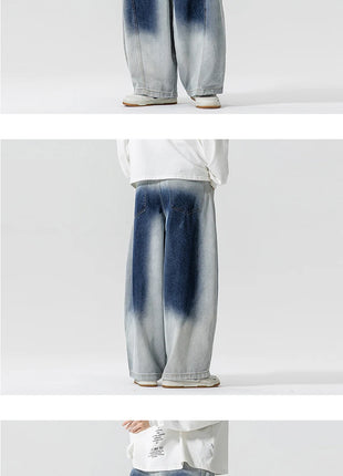 Jeans Pantaloni casual stile americano da uomo Pantaloni lanterna da uomo larghi alla moda Streetwear Pantaloni hip-hop da uomo in denim oversize a gamba larga