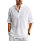 Magliette da uomo in cotone e lino nuove Camicie abbottonate a maniche lunghe Camicie da spiaggia Henley Magliette hawaiane da uomo Magliette traspiranti