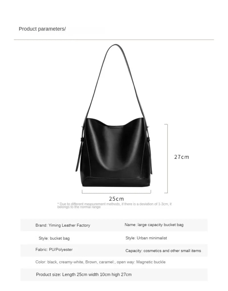 2025 New Fashion Women's Tote Bag High-end Large Capacity Bucket Bag Soft Leather Multifunctional Practical Crossbody Bag Cabas