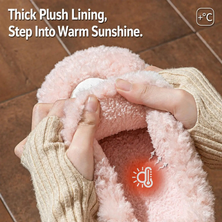 Cute Little Sheep Plush Slippers Women Winter Warm Thick Soft Sole House Shoes Indoor Fuzzy Non-Slip Comfortable Home Slides