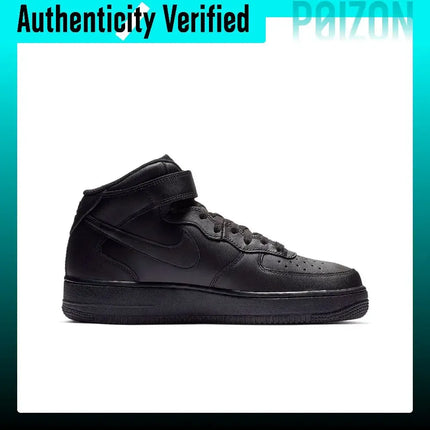 Nike Air Force 1 07 Leather Hook and loop Breathable Mid top Skateboard Shoes Men's Pure Black CW2289-001