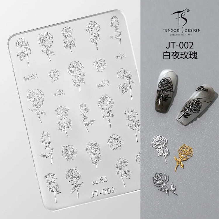 Gothic Letter Nail Art Transfer Printing Steel Plate Nail Art Silicone Stamp Star Heart Dot Bowknot Lace Manicure Tool Templates