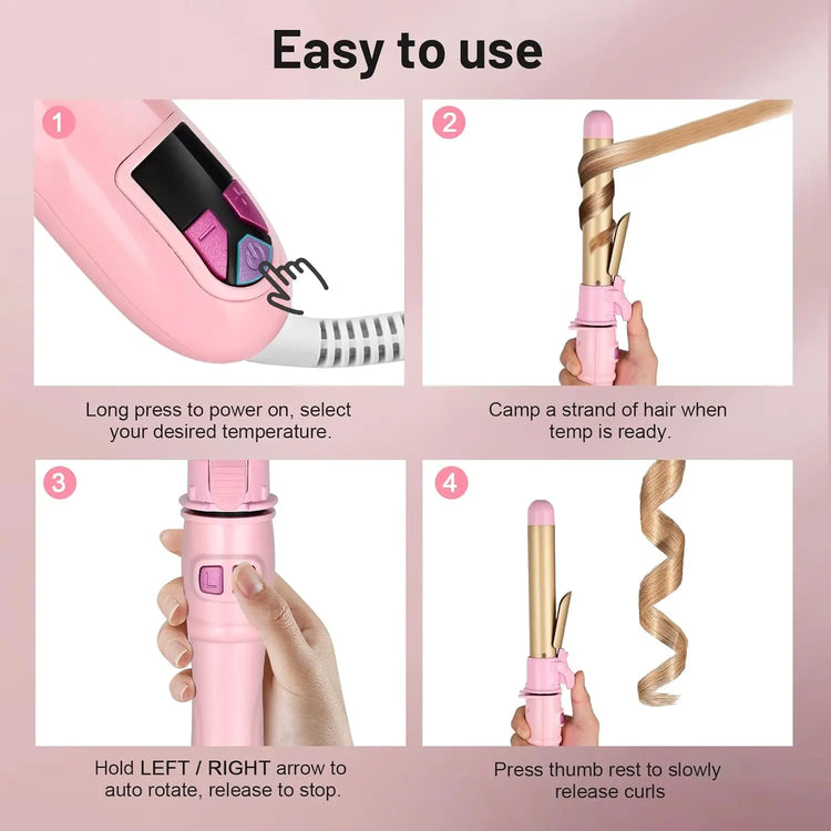 Automatic Curling Iron Hair Curler Electric Negative Ion Auto Rotating Curling Tool 1.1 Inches Barrel Suitable for All Hair Type