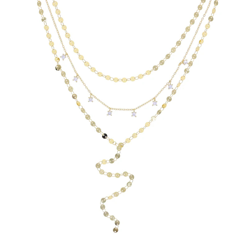 2025 Nuova collana lunga per le donne Y Lariat a forma di disco girocollo sexy multistrato con paillettes catena nappa bling cz pendente collana