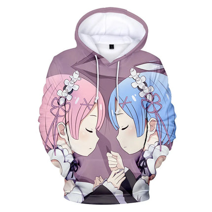 Harajuku Hip Hop Comfortable Re ZERO Rem Ram 3D print Hoodies Sweatshirts Men/Women Sweatshirt Adult/Child Casual Pullovers
