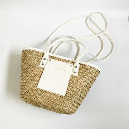 2025 Summer Woven Straw Bag New Vacation Beach Bags Fabric Customizable Letter Large Capacity Crossbody Bag Women Handbags