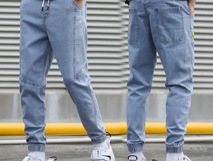 HIQOR Brand Men's Jeans Harem Denim Cargo Pants 2026 New Streetwear Jogger Hip Hop Cotton Trousers Male Blue Oversized 5XL 4XL PlatiNum